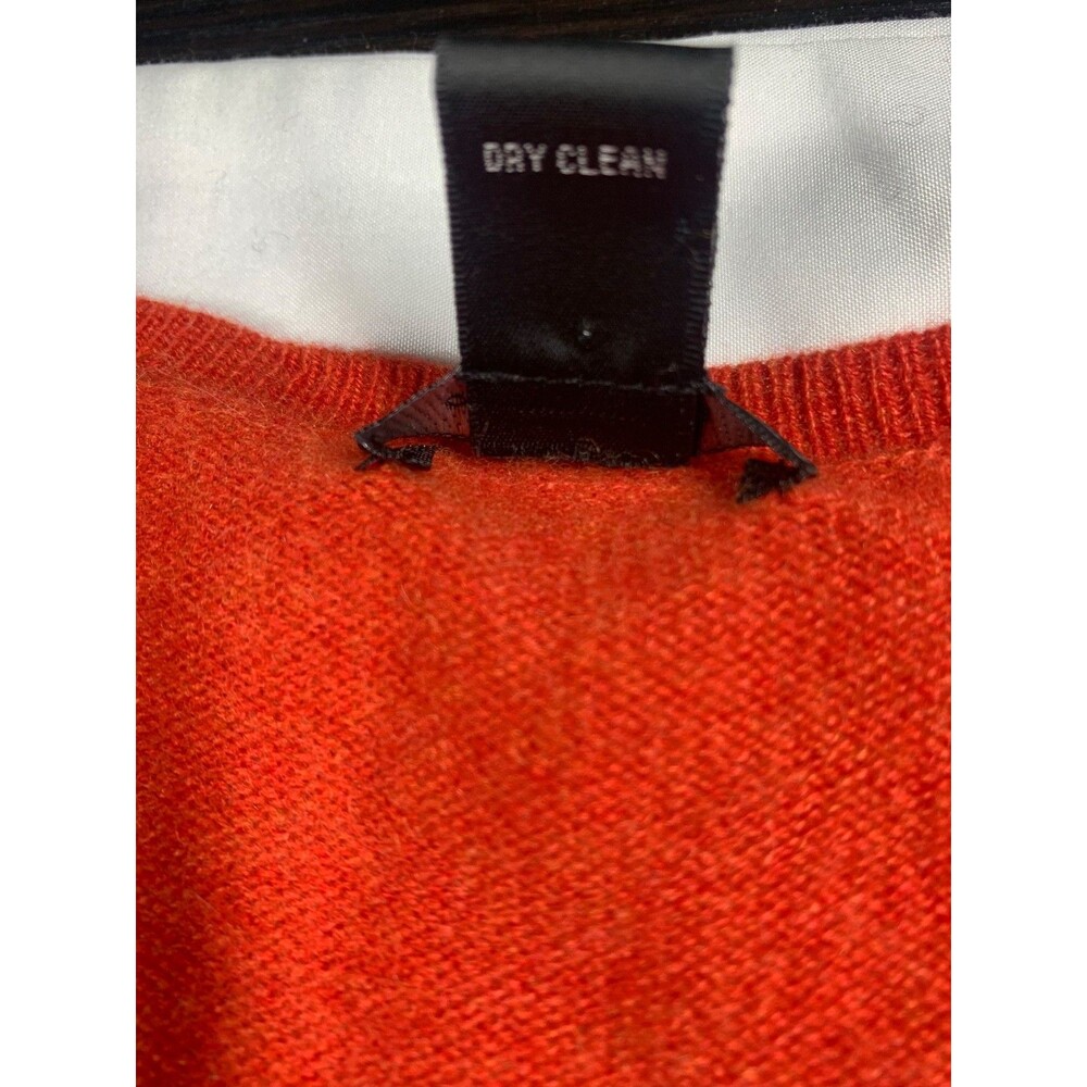 Only Mine Cashmere Sweater Large L Red Orange V-Neck Knit Luxury - Picture 7 of 7